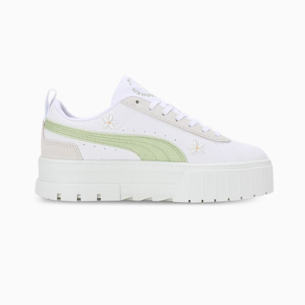 Mayze Embroidery Women's Sneakers, PUMA White-Pistachio Green, extralarge-IND