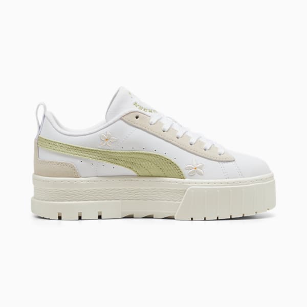 Tenis bordados Mayze para mujer, PUMA White-Pistachio Green, extralarge