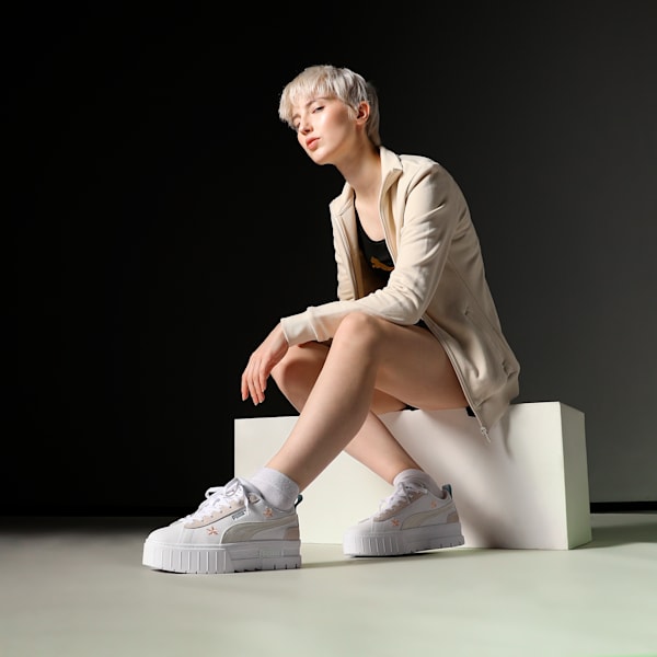 Mayze Embroidery Women's Sneakers, PUMA White-Vapor Gray, extralarge-IND