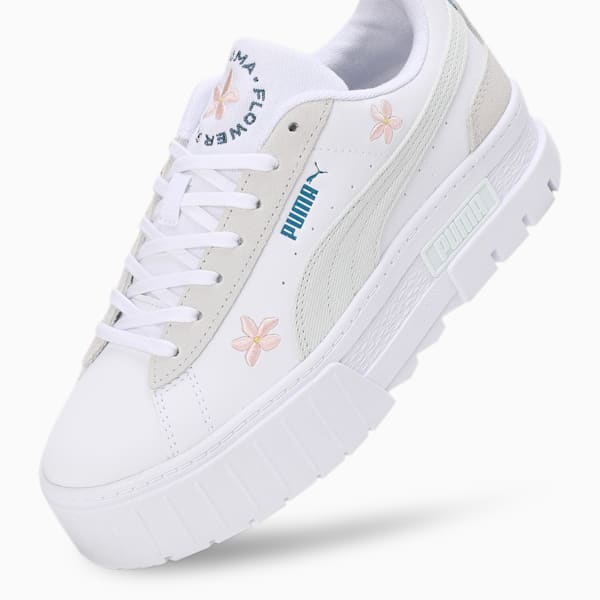 Mayze Embroidery Women's Sneakers, PUMA White-Vapor Gray, extralarge-IND