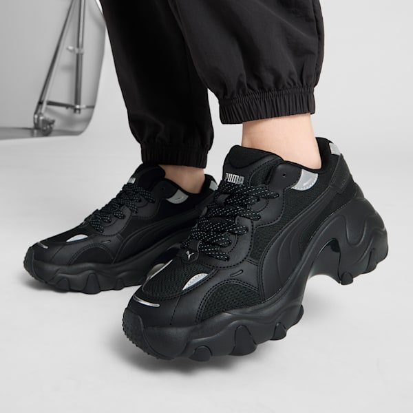 Sneakers Pulsar Wedge Mesh V2 Femme, PUMA Black-PUMA Silver, extralarge