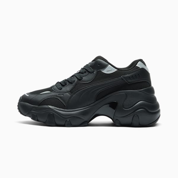 Tenis Pulsar Wedge Mesh V2 para mujer, PUMA Black-PUMA Silver, extralarge