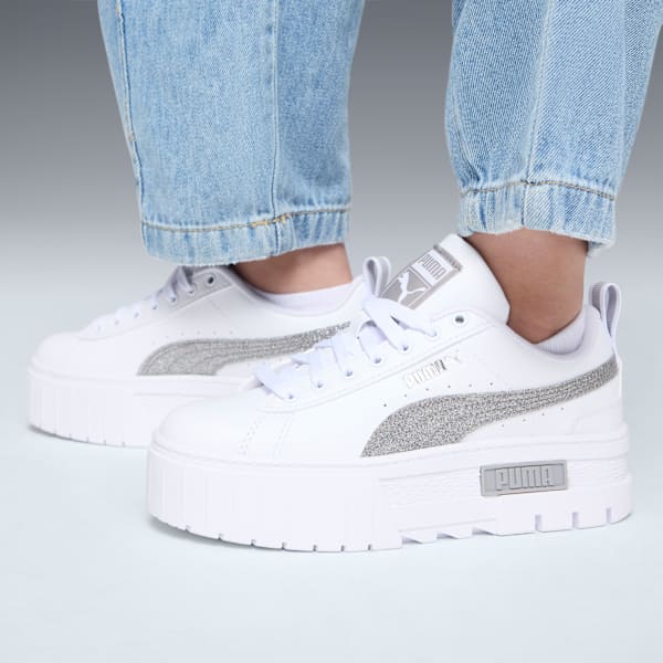 Tenis niños Mayze Glitter, PUMA White-PUMA Silver, extralarge