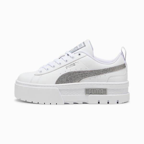 Tenis niños Mayze Glitter, PUMA White-PUMA Silver, extralarge