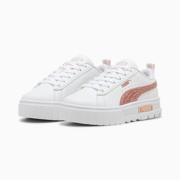 Mayze Glitter Little Kids' Easy On Sneakers, PUMA White-Rose Gold, extralarge