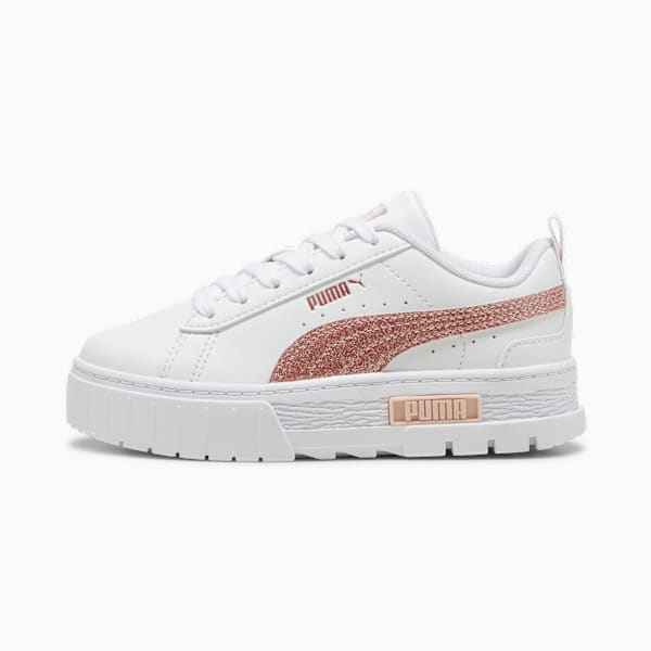 Mayze Glitter Little Kids' Easy On Sneakers, PUMA White-Rose Gold, extralarge