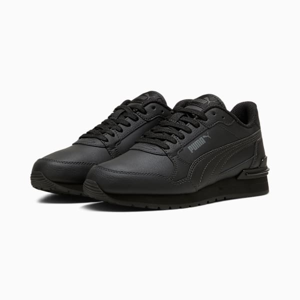 Tenis ST Runner v4 Cuero para adolescentes, PUMA Black-Shadow Gray, extralarge
