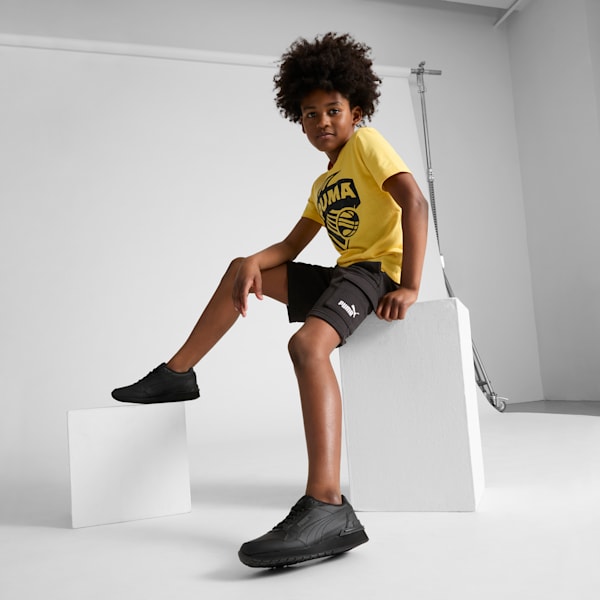 Tenis para niños grandes ST Runner v4 de piel, PUMA Black-Shadow Gray, extralarge
