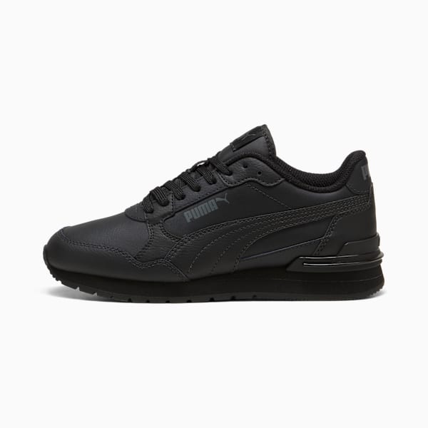 Tenis ST Runner v4 Cuero para adolescentes, PUMA Black-Shadow Gray, extralarge