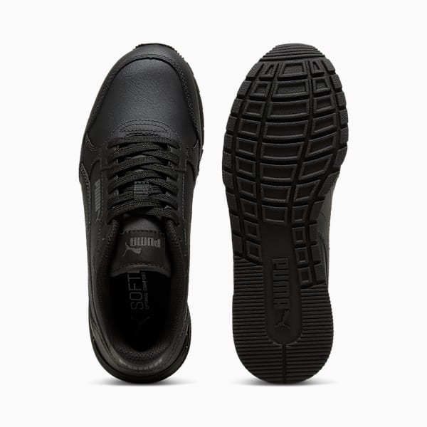 Tenis ST Runner v4 Cuero para adolescentes, PUMA Black-Shadow Gray, extralarge