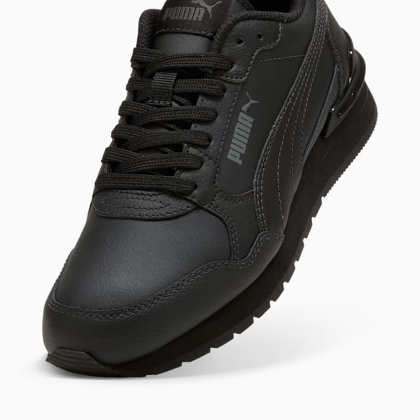 Tenis para niños grandes ST Runner v4 de piel, PUMA Black-Shadow Gray, extralarge