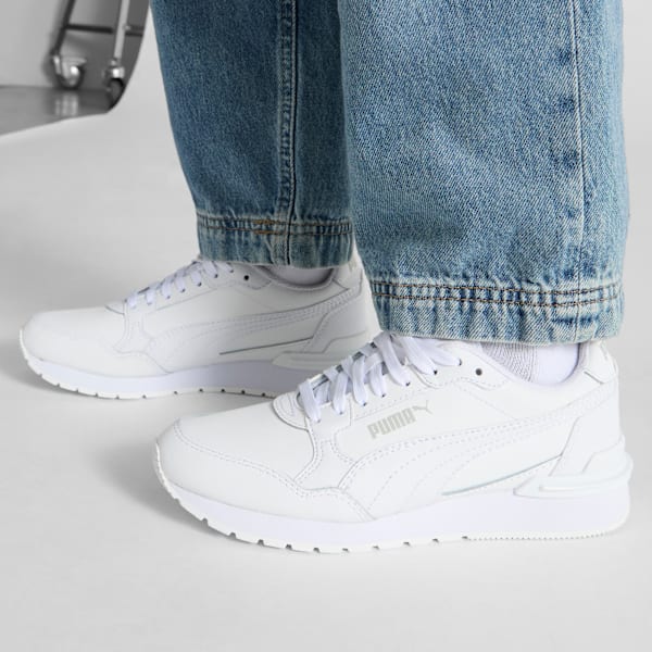 Tenis ST Runner v4 Cuero para adolescentes, PUMA White-Cool Light Gray, extralarge