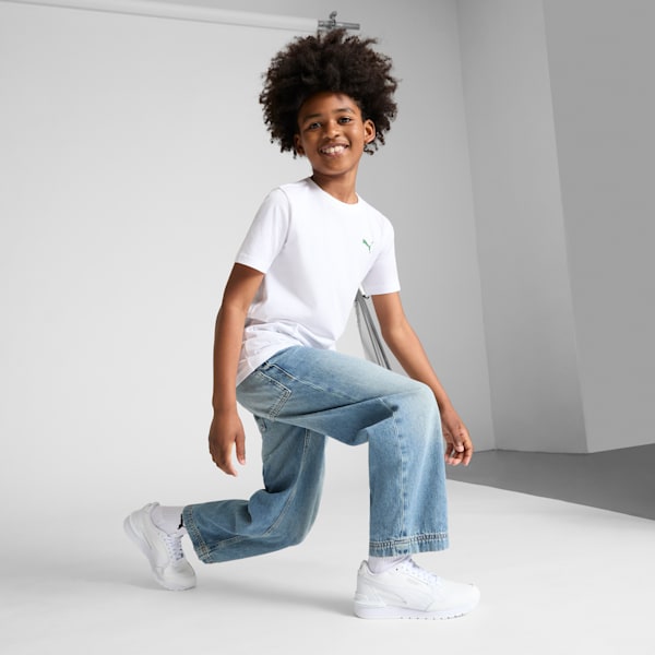 Tenis para niños grandes ST Runner v4 de piel, PUMA White-Cool Light Gray, extralarge