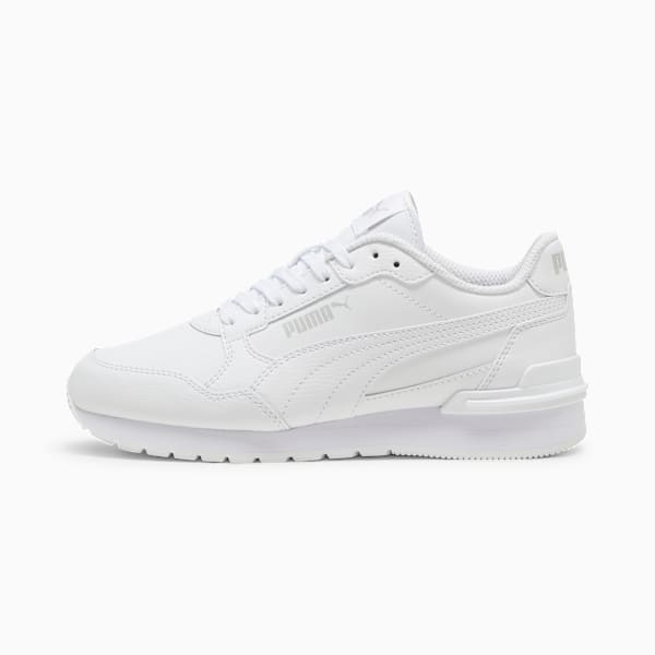 Tenis ST Runner v4 Cuero para adolescentes, PUMA White-Cool Light Gray, extralarge