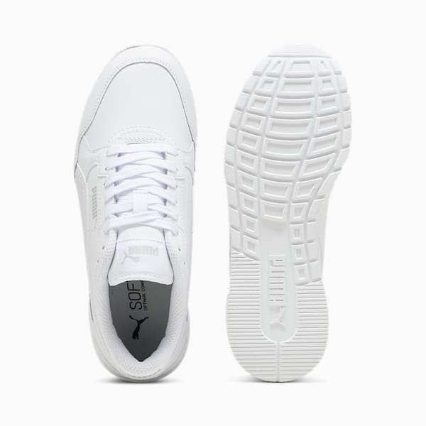 Tenis para niños grandes ST Runner v4 de piel, PUMA White-Cool Light Gray, extralarge