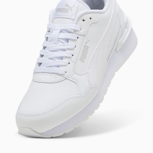 Tenis para niños grandes ST Runner v4 de piel, PUMA White-Cool Light Gray, extralarge