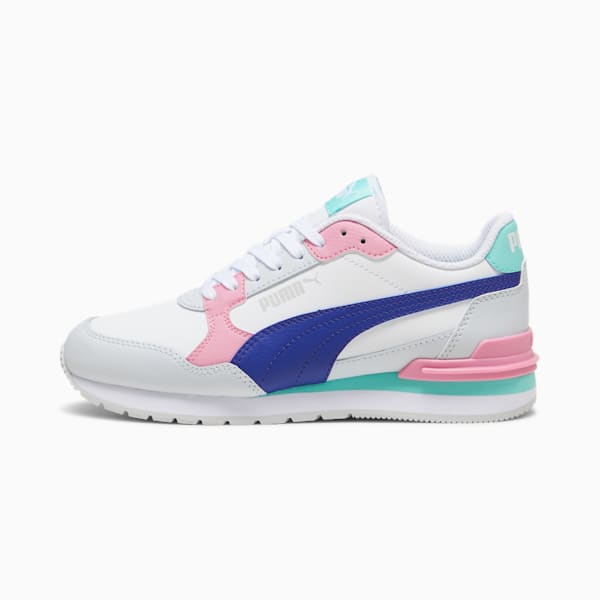ST Runner v4 Leather Big Kids' Sneakers, PUMA White-Lapis Lazuli-Silver Mist-Mauved Out-Mint, extralarge