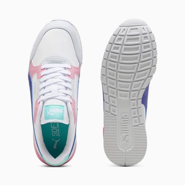 ST Runner v4 Leather Big Kids' Sneakers, PUMA White-Lapis Lazuli-Silver Mist-Mauved Out-Mint, extralarge
