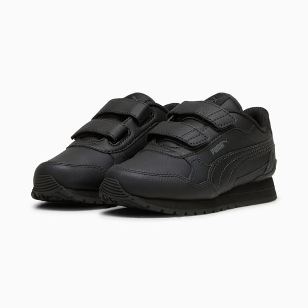 ST Runner v4 Leather Little Kids' Easy On Sneakers, PUMA Black-Shadow Gray, extralarge