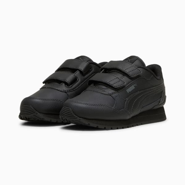Tenis de piel para niños pequeños ST Runner v4, PUMA Black-Shadow Gray, extralarge
