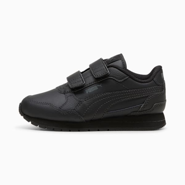 Tenis de piel para niños pequeños ST Runner v4, PUMA Black-Shadow Gray, extralarge