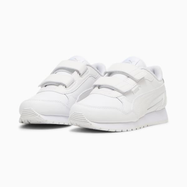 Tenis de piel para niños pequeños ST Runner v4, PUMA White-Cool Light Gray, extralarge