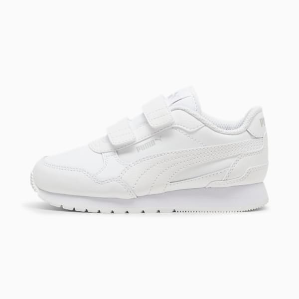 ST Runner v4 Leather Little Kids' Sneakers, PUMA White-Cool Light Gray, extralarge