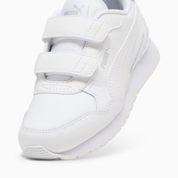 ST Runner v4 Leather Little Kids' Sneakers, PUMA White-Cool Light Gray, extralarge
