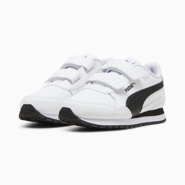 ST Runner v4 Leather Little Kids' Sneakers, PUMA White-PUMA Black-Cast Iron, extralarge