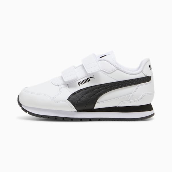 ST Runner v4 Leather Little Kids' Sneakers, PUMA White-PUMA Black-Cast Iron, extralarge
