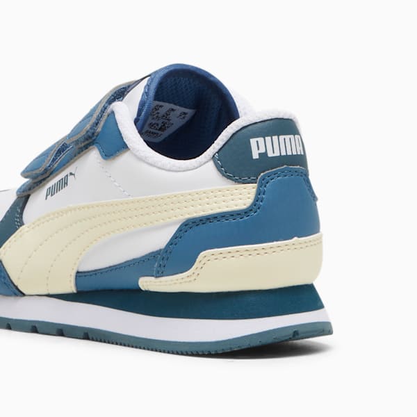 ST Runner v4 Leather Little Kids' Sneakers, PUMA White-Creamy Vanilla-Blue Horizon-Gray Skies, extralarge