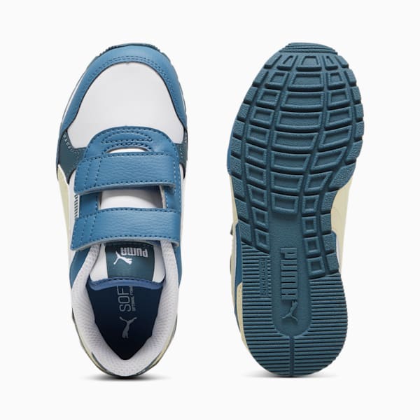 ST Runner v4 Leather Little Kids' Sneakers, PUMA White-Creamy Vanilla-Blue Horizon-Gray Skies, extralarge