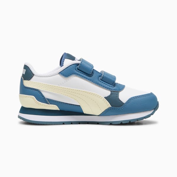 ST Runner v4 Leather Little Kids' Sneakers, PUMA White-Creamy Vanilla-Blue Horizon-Gray Skies, extralarge