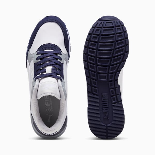 Tenis de piel para niños grandes ST Runner v4, Feather Gray-PUMA White-PUMA Navy-Cool Mid Gray, extralarge