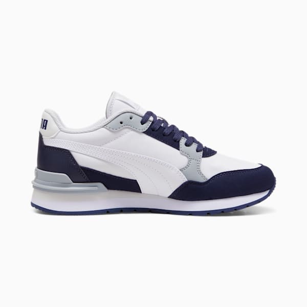 Tenis de piel para niños grandes ST Runner v4, Feather Gray-PUMA White-PUMA Navy-Cool Mid Gray, extralarge