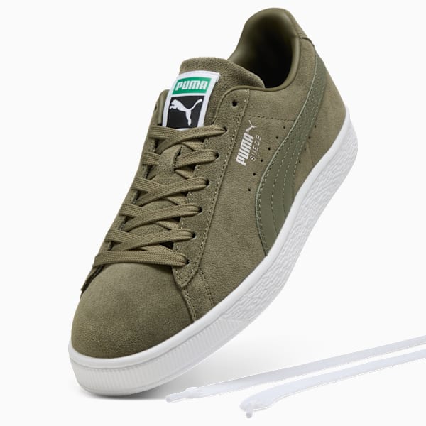 Suede Classic Sneakers, Loden Green-PUMA White, extralarge