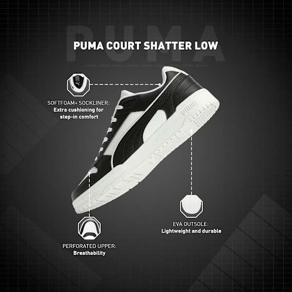 Court Shatter Low Sneakers, PUMA Black-PUMA White, extralarge-IND