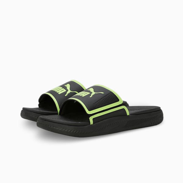 Softride Men's Slides, PUMA Black-Lime Smash, extralarge-IND