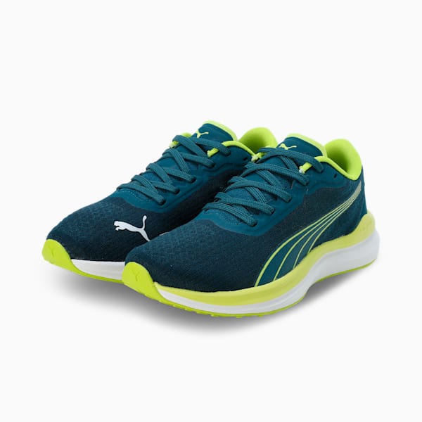 Lite FlexPunt Youth Running Shoes, Ocean Tropic-Lime Pow-PUMA White, extralarge-IND