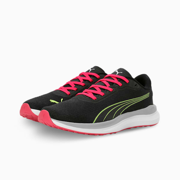 Lite FlexPunt Youth Running Shoes, PUMA Black-Lime Pow-PUMA Pink, extralarge-IND