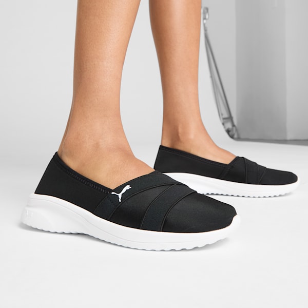 Tenis estilo panchas Adelina 2 para mujer, PUMA Black-PUMA White, extralarge