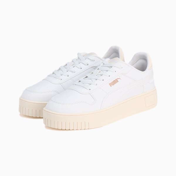 ウィメンズ キャリーナ ストリート 撥水 スニーカー, PUMA White-Frosted Ivory-PUMA Gold, extralarge-JPN