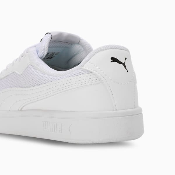 Smash Soft Cushioning Youth Sneakers, PUMA White-PUMA Black, extralarge-IND