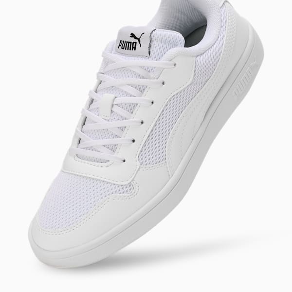 Smash Soft Cushioning Youth Sneakers, PUMA White-PUMA Black, extralarge-IND