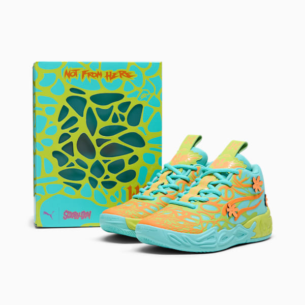 Tenis de básquetbol MB.04 Scooby Doo para niños, Aquatic-Heat Fire-Lime Smash, extralarge