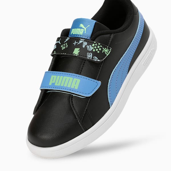 Smash Ball V1 Kid's Shoes, Blue Skies-PUMA Black-Fizzy Apple, extralarge-IND