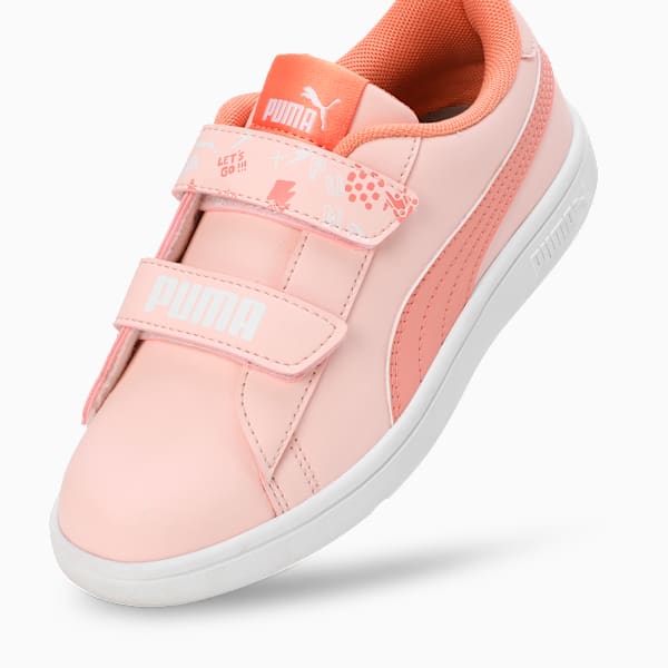 Smash Ball V1 Kid's Shoes, PUMA White-Island Pink-Deeva Peach, extralarge-IND