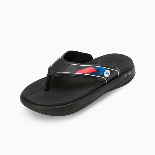 BMW M Motorsport Softride Seave Youth Flip-Flops, PUMA Black-PUMA White-Silver Mist, extralarge-IND
