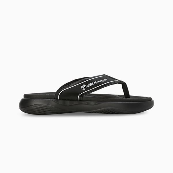 BMW M Motorsport Softride Seave Youth Flip-Flops, PUMA Black-PUMA White-Silver Mist, extralarge-IND