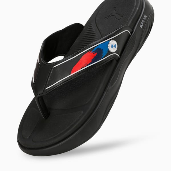 BMW M Motorsport Softride Seave Youth Flip-Flops, PUMA Black-PUMA White-Silver Mist, extralarge-IND